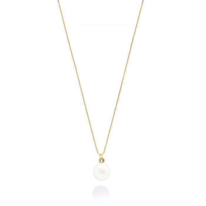 Collana Perla d'Oro Vero e Zirconi