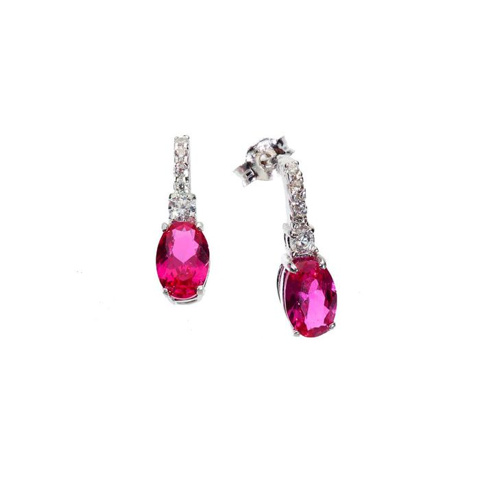Boucles d'oreilles en or véritable et rubis et zircon