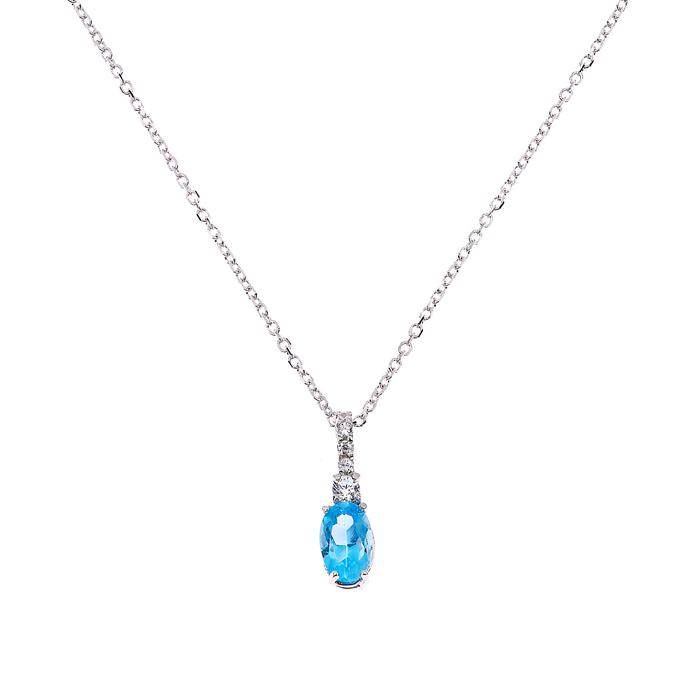 Real Gold Aquamarine Zircon Necklace