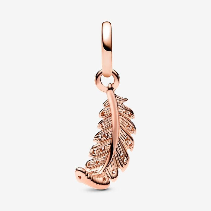 Charm Pendente Piuma con Pietre