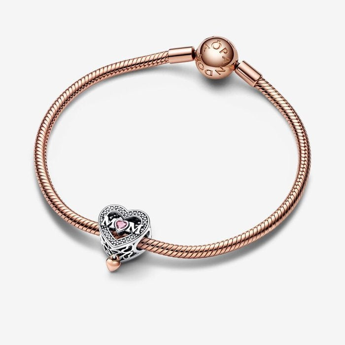 Charm Openwork Mom with Heart Pendant