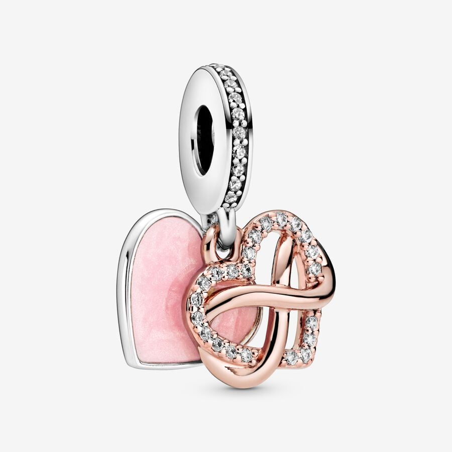Pink Heart and Infinity Pendant Charm
