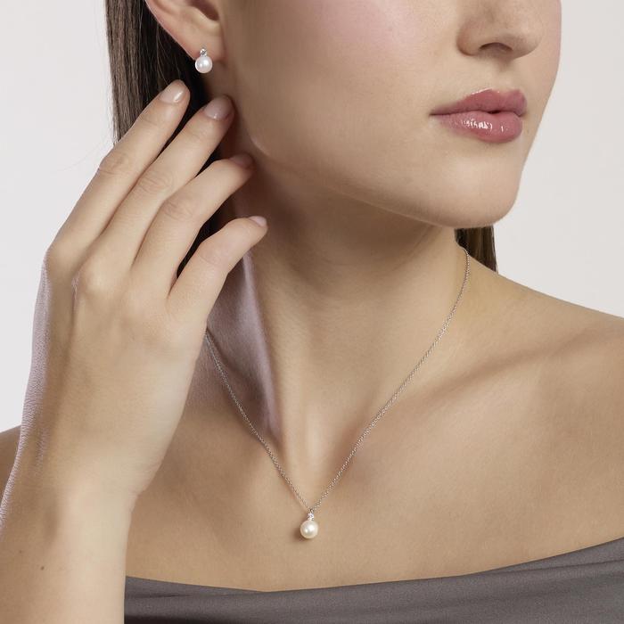 Girocollo con perla coltivata e diamante lab-grown 0,08 carati MY DIAMOND