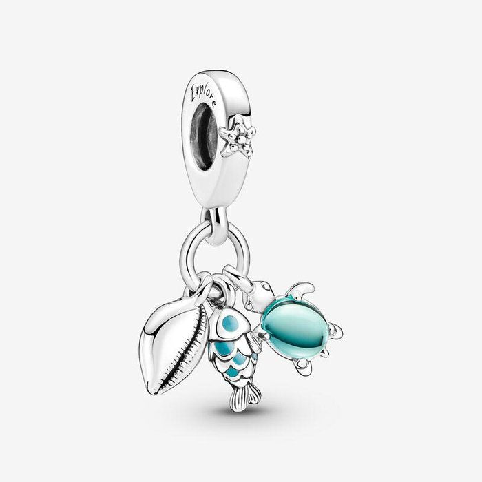 Pendentif Charm Petit Poisson, Tortue de Mer et Coquillage