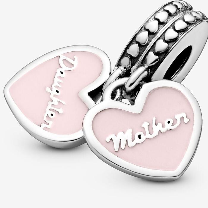Mom &amp; Daughter Heart Pendant Charm