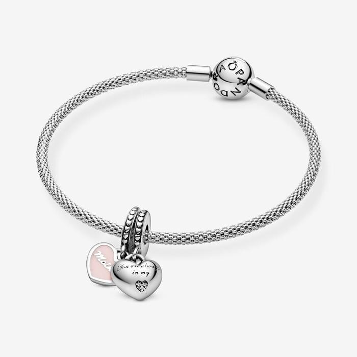 Mom &amp; Daughter Heart Pendant Charm