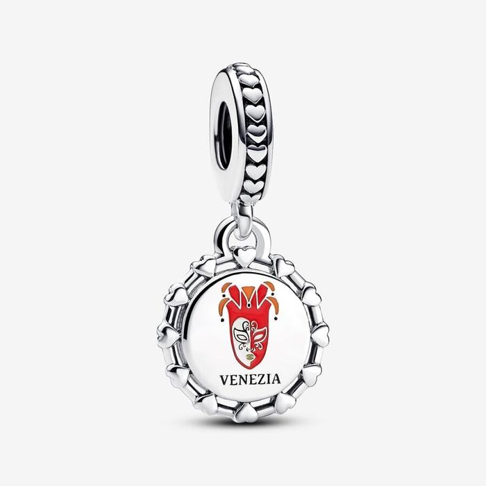 Venetian Mask and Winged Lion Pendant Charm