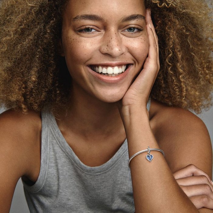 Charm Pendente Cuore e Stelle Blu
