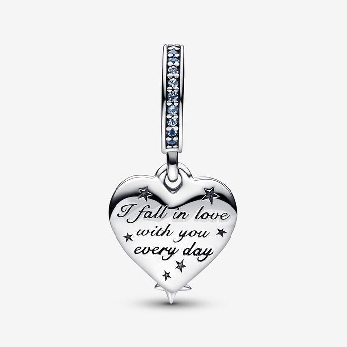 Blue Heart and Stars Pendant Charm