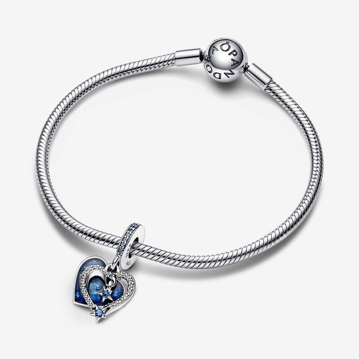 Blue Heart and Stars Pendant Charm