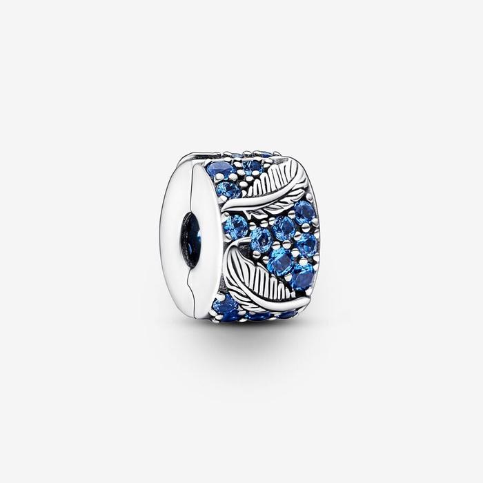 Charm Clip Plumes et Pavé Bleu