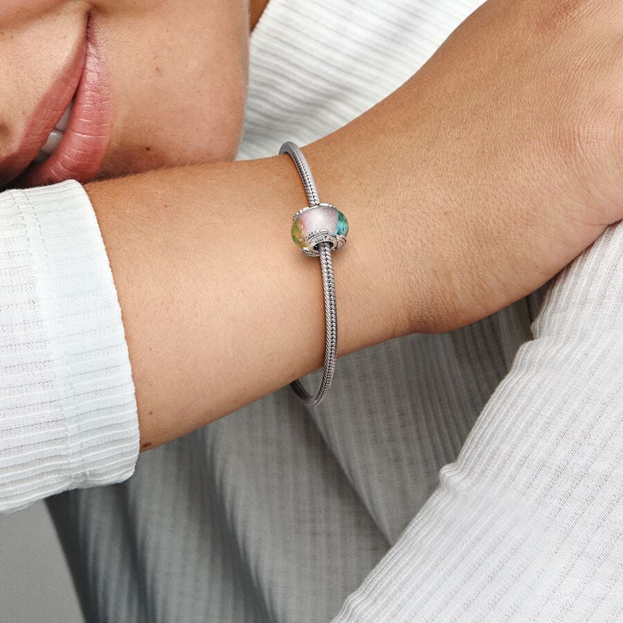 Murano Glass Charm Sky and Feathers