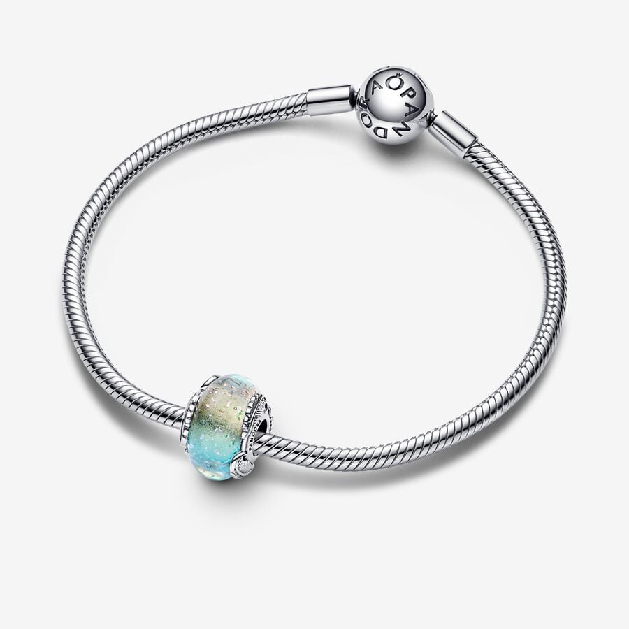 Murano Glass Charm Sky and Feathers