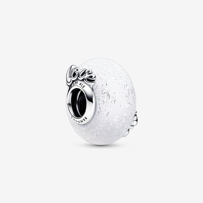 Breloque en verre de Murano blanc Maman et Amour