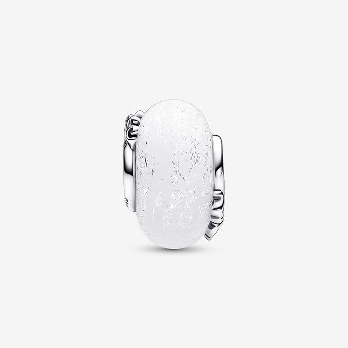 Breloque en verre de Murano blanc Maman et Amour