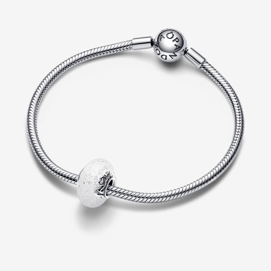 Charm Murano Glass White Mom and Love