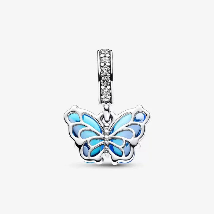 Charm Pendente Farfalla Vetro di Murano Blu