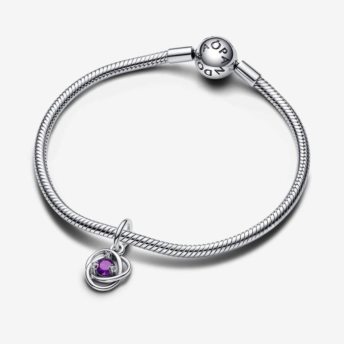 Purple Eternal Circle Pendant Charm February