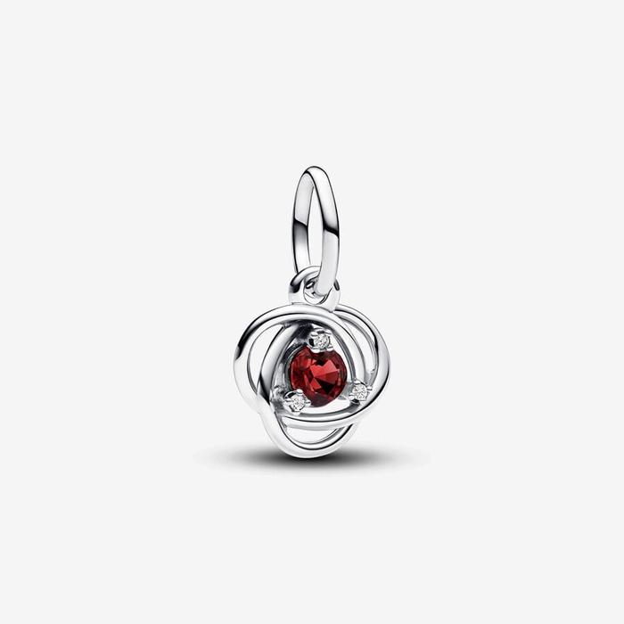 Dark Red Eternal Circle Pendant Charm January