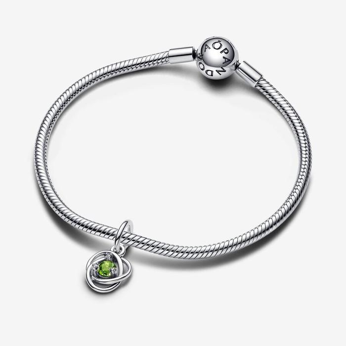 Green Eternal Circle Pendant Charm August