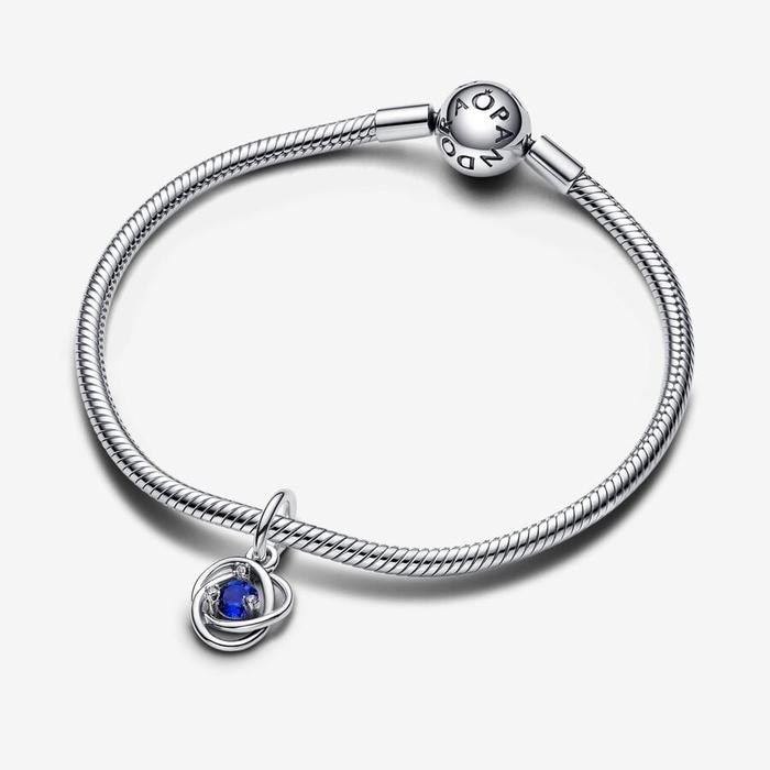September Blue Eternal Circle Pendant Charm