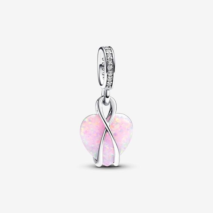 Pink Opalescent Mom's Heart Pendant Charm