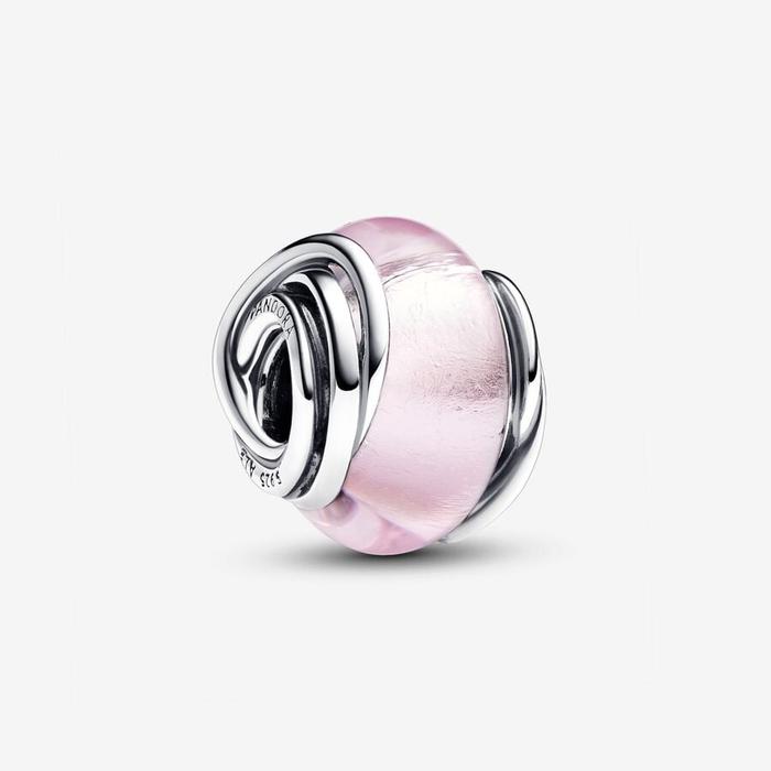 Charm Murano Glass Pink and Circles
