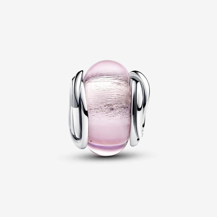 Charm Murano Glass Pink and Circles