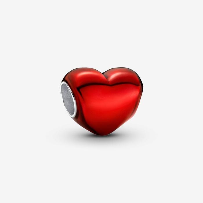 Red Metallic Heart Charm