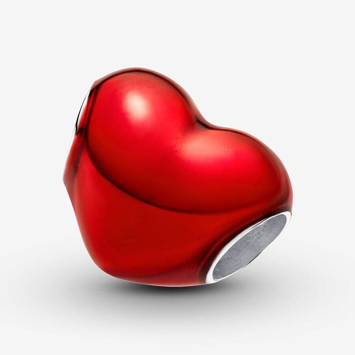Red Metallic Heart Charm