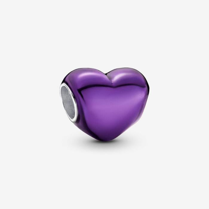 Charm Cuore Metallico Viola