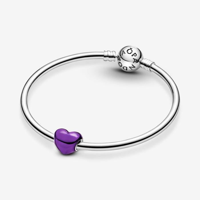 Charm Cuore Metallico Viola