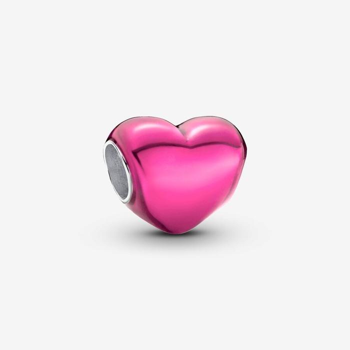 Pink Metallic Heart Charm