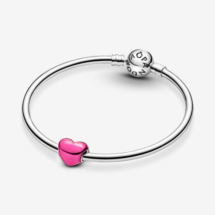 Pink Metallic Heart Charm