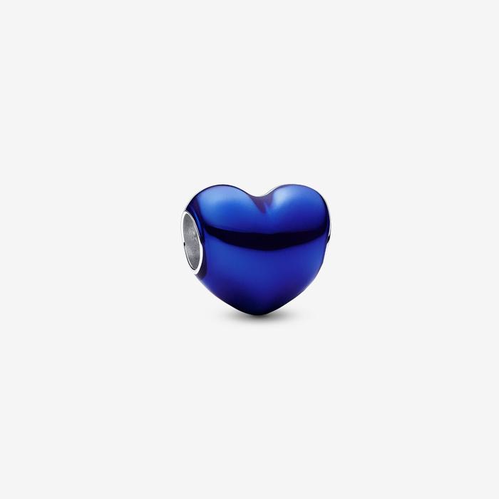 Breloque cœur bleu métallique