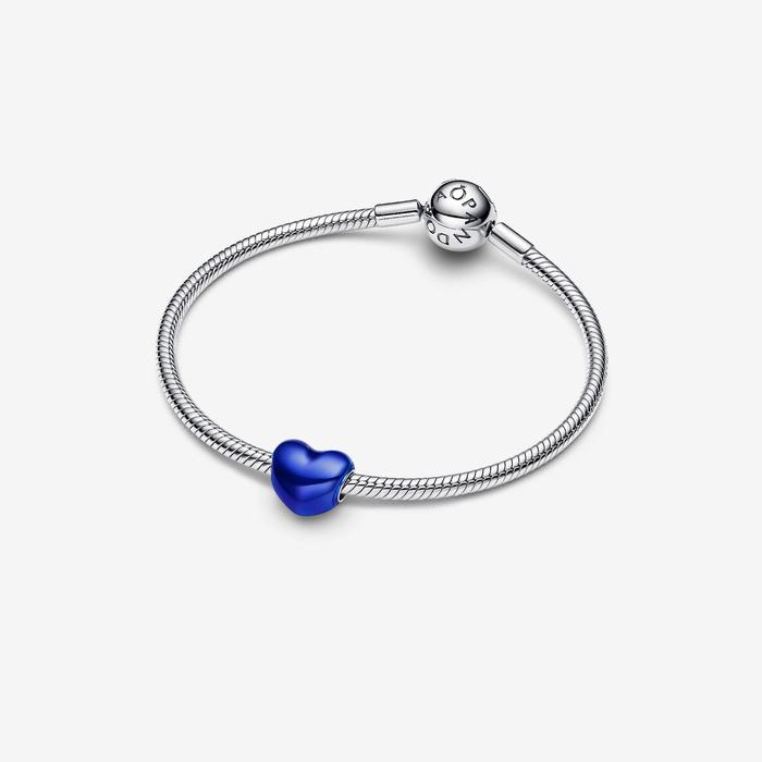 Blue Metallic Heart Charm