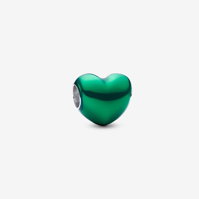Breloque cœur métallique vert