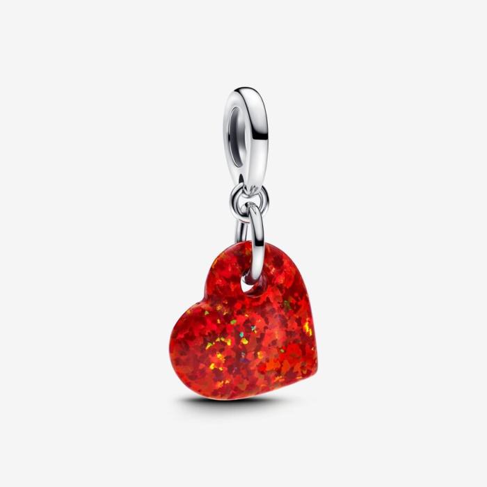 Red Opal Heart Pendant Charm