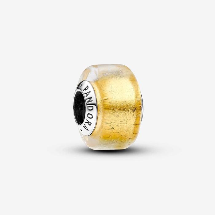 Charm Mini Murano Glass Gold Leaf