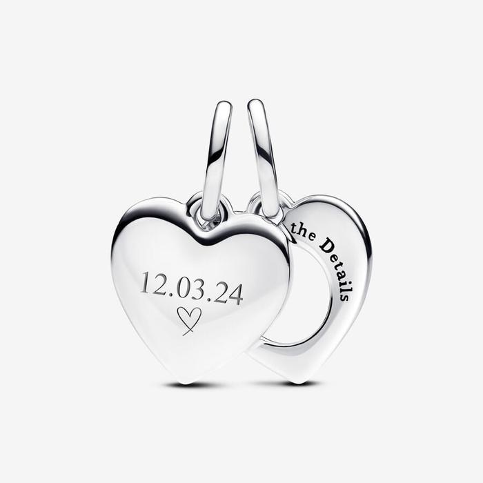 Charm Pendente Cuore con lente di ingrandimento da incidere