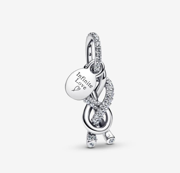 Pendentif Charm Nœud Infini et Pavé