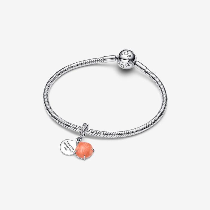Charm Pendente Doppio Conchiglia Color Corallo