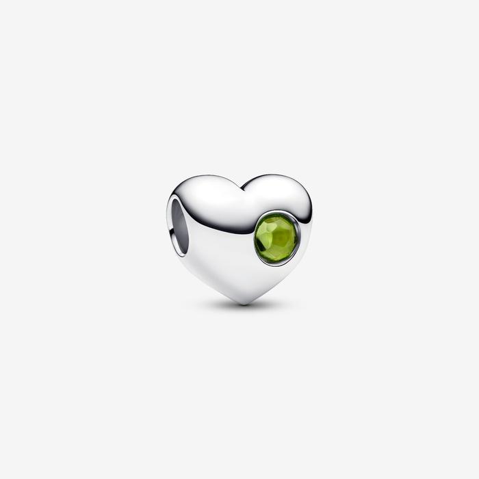 Charm Cuore con Pietra Verde Agosto da incidere