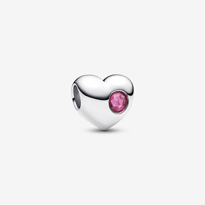 Cuore con Pietra Rosa Scuro Ottobre da incidere