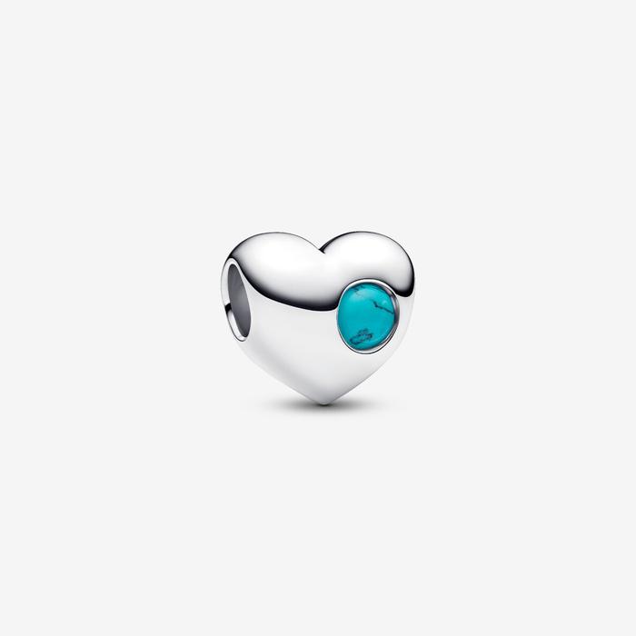 Charm Cuore con Pietra Turchese Dicembre da incidere