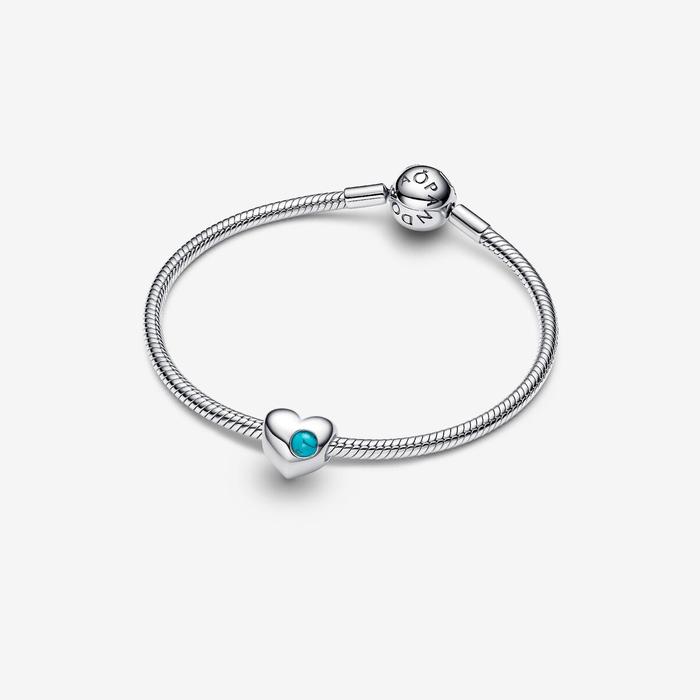Charm Cuore con Pietra Turchese Dicembre da incidere