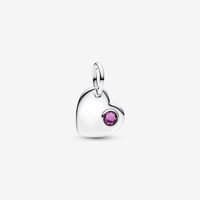 Charm Pendente Cuore con Pietra Viola Febbraio