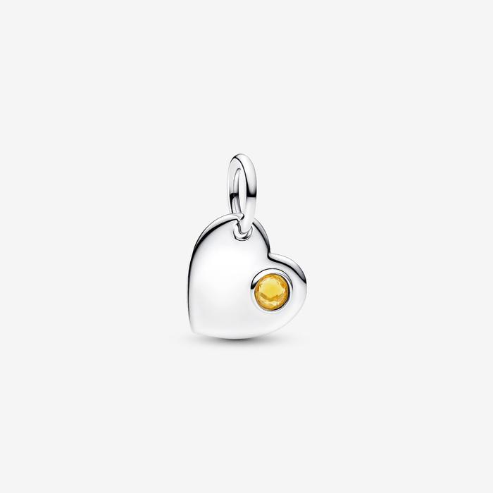 Charm Pendente Cuore con Pietra Miele Novembre