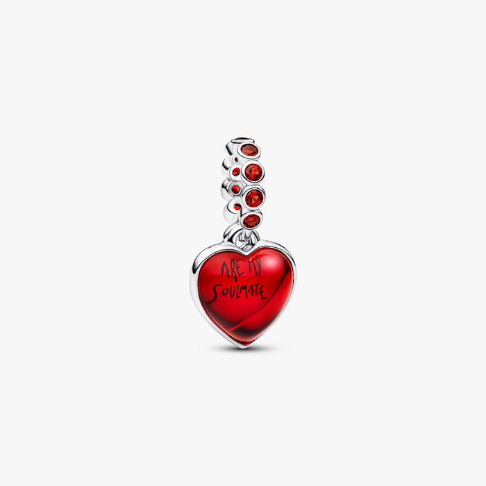 Charm Pendente Doppio Cuore Vetro di Murano Rosso