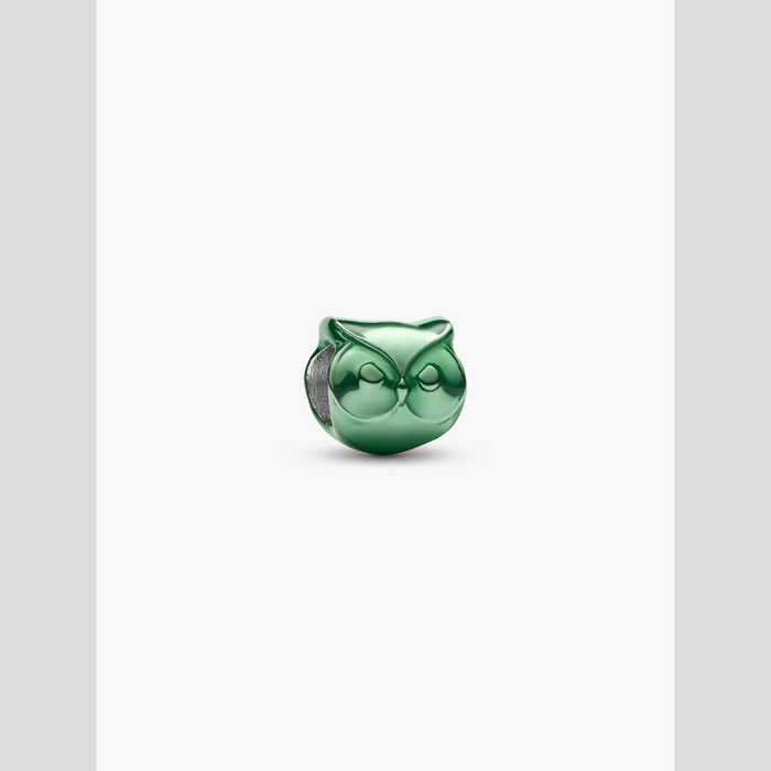Mini Charm Gufo effetto metallico verde